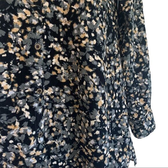 J Jill Corduroy watercolour floral button down top - Picture 3 of 8